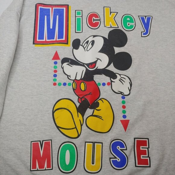 Vintage Disney Mickey Mouse Women's XL Sweatshirt Pullover Geometric Gray Retro - Picture 2 of 10